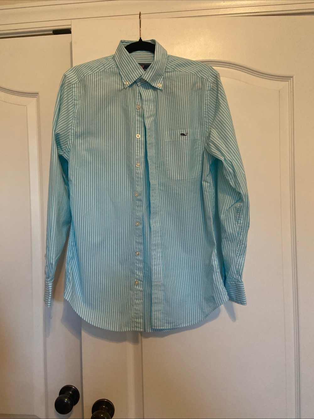 Vineyard Vines Light Aqua & White Stripe Button-Down Shirt